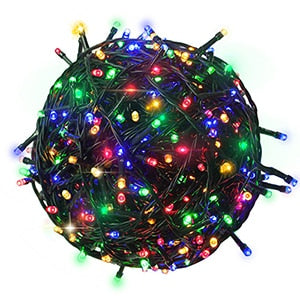 LED String Lights Indoor/Outdoor Traditional Christmas with Green Rope