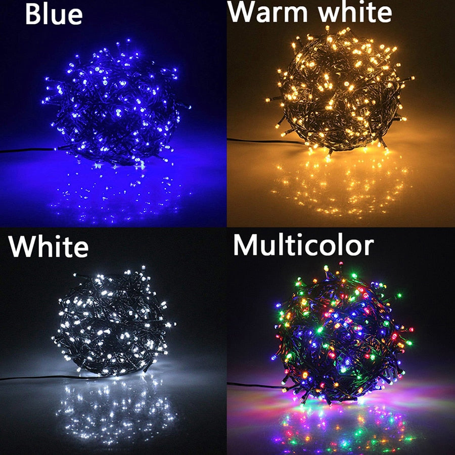 LED String Lights Indoor/Outdoor Traditional Christmas with Green Rope