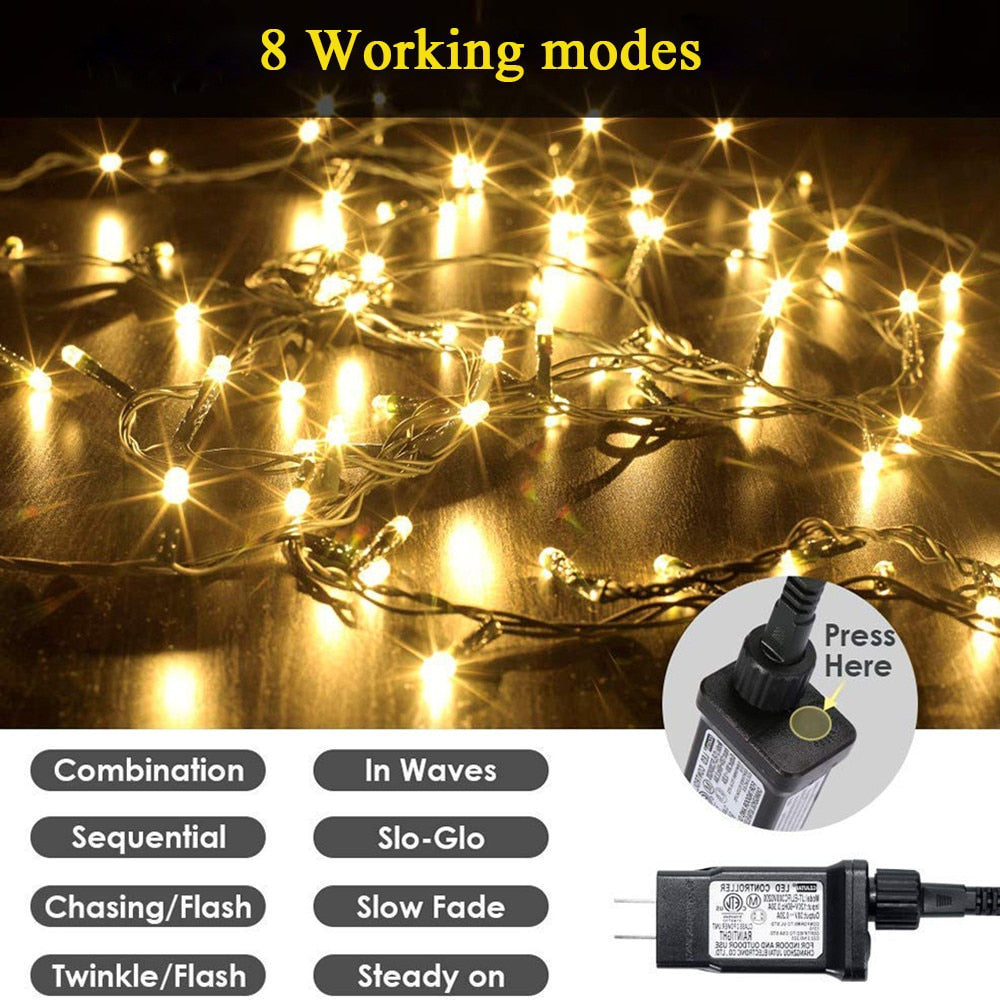 10M 20M 30M 50M 100M 24V Safe Voltage Green Cable LED String lights Christmas Fairy Lights for Xmas Trees Party Wedding Events