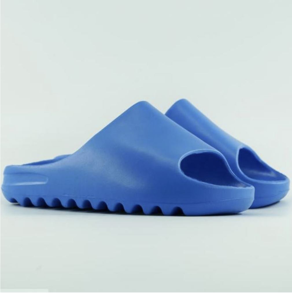 Bright blue foam slide sandal