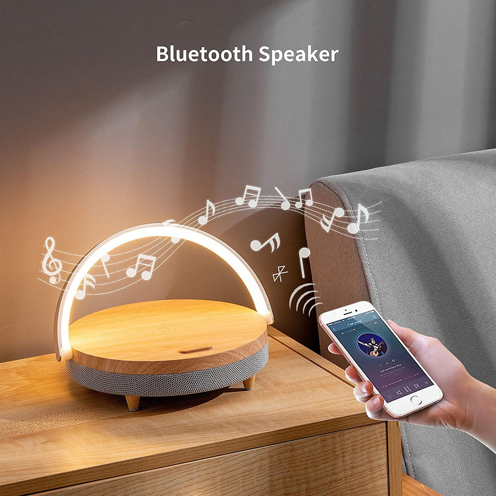 Multi-function Wireless Phone Charger, Adjustable Light, Bluetooth Speaker